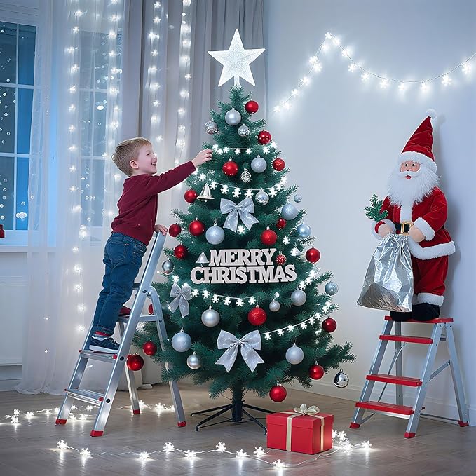 Christmas Lights, Snowflake Rechargeable Fairy Lights, 20FT 40 LED Mini String Lights Battery Operated Indoor, Twinkle Lights with 8 Modes & Timer for Bedroom Party Xmas Tree Decorations, Cool White