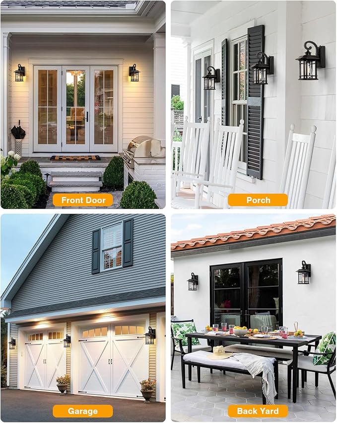 VIANIS Oil Rubbed Bronze Outdoor Light Fixture, Dusk to Dawn Outdoor Lights for House, Waterproof Porch Lights, Outside Wall Lights for House, Garden, Garage, Entryway, Anti-Rust