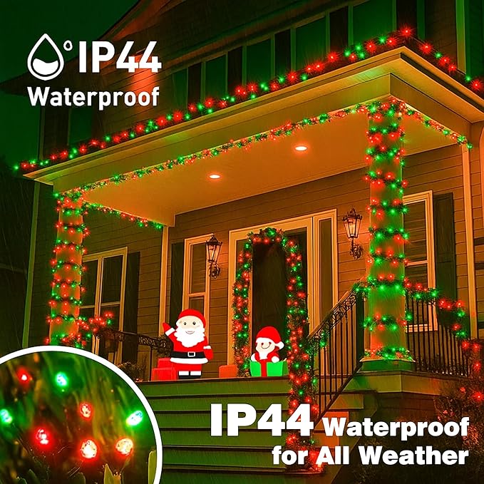 Christmas Lights 500LED 164FT, Waterproof Christmas Tree Lights with 8 Modes, Remote Control 3 Timers & Memory Function Xmas Decorations for House and Holiday (Red and Green)