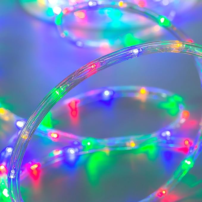 Waterproof LED Rope Lights, Connectable & Flexible with 8 Modes, Outdoor Lighting for Deck, Garden, Pool, Patio & Christmas Decor (Multicolor, 50ft)