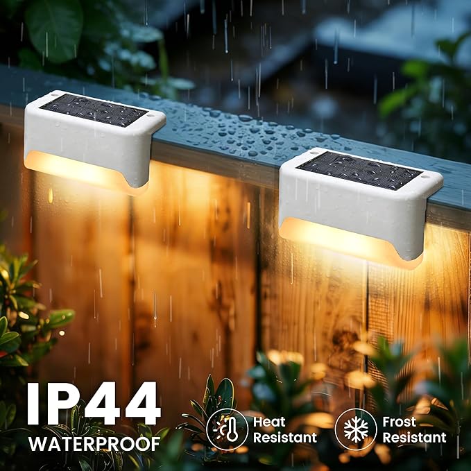 SOLPEX Solar Fence Lights Outdoor, Solar Deck Lights Waterproof LED Step Light for Outside, Stair, Garden, Patio, Yard, Railing, Front Porch, Balcony Decor(16 Pack Warm White)