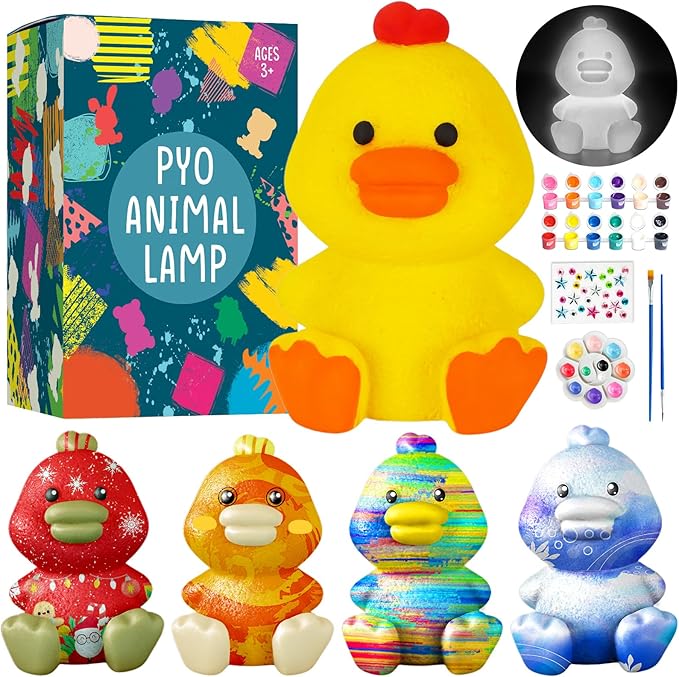 Goody King Paint Your Own Duck Lamp Kit, DIY Duck Night Light, Arts & Crafts for Kids Ages 8-12, Painting Kit for Kids, Art Supplies Birthday Party Holiday Gift for Teens Girls Boys Age 3 4 5 6 7 8+