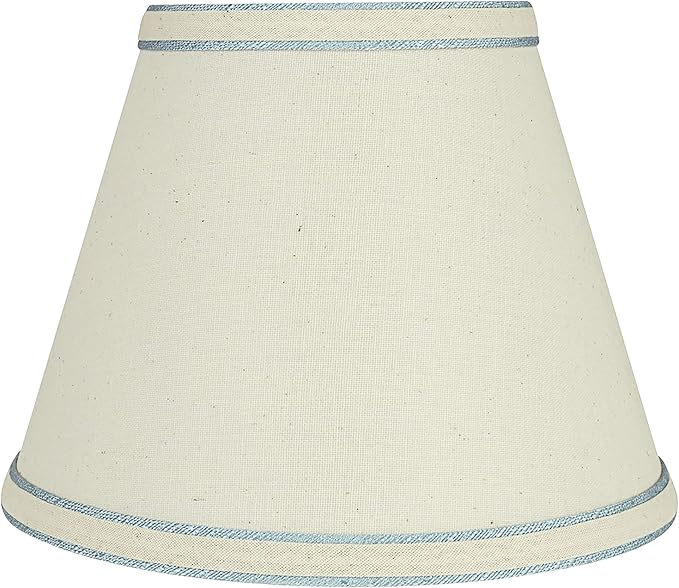 Aspen Creative 58909 Empire Uno Lamp Shade in Cream with Powder Blue, 5" Top x 9" Bottom x 7" Slant Height, Slip UNO 33mm