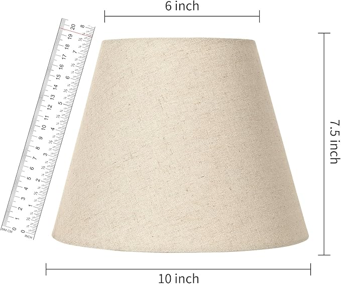 Small Lamp Shade, ALUCSET Barrel Fabric Lampshade for Table Lamp and Floor Light, 6x10x7.5 inch, Natural Linen Hand Crafted, Spider