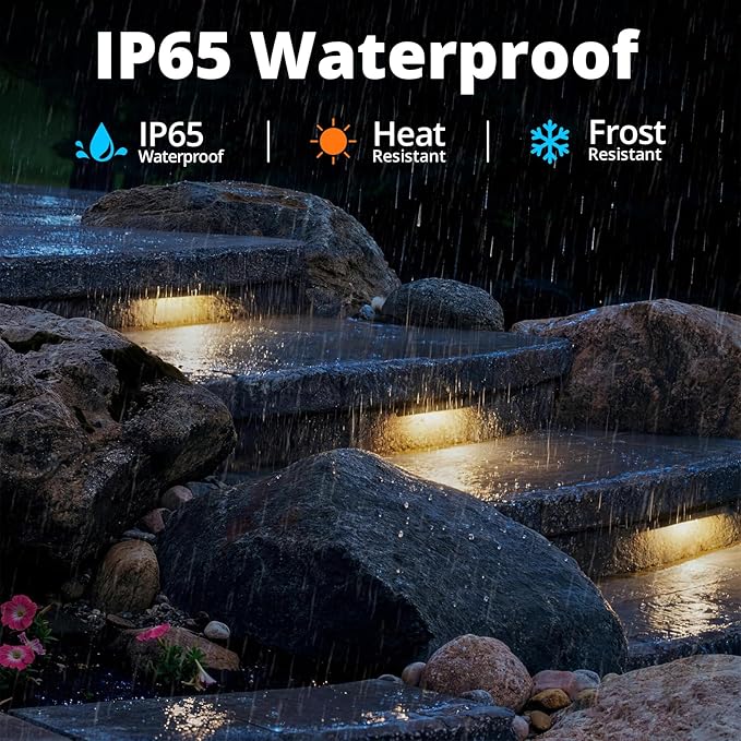 GKOLED 20Pack 6.8 Inches Hardscape Lights, Low Voltage Retaining Wall Lighting with Frosted Lens, 12V AC/DC Paver Light with 1.5W 2700K LED Chips, Outdoor Landscape Step Lights, Die-cast Aluminum