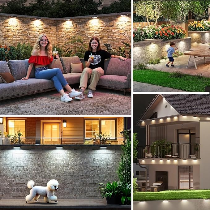 LED Retaining Wall Lights 8-Pack, 7 Inch 5W Hardscape Paver Lights, 5CCT 2200K-5000K, 270° Rotatable Low Voltage 12-24V Outdoor Step Lights, ETL Listed Landscape Lights for Deck Stairs Patio
