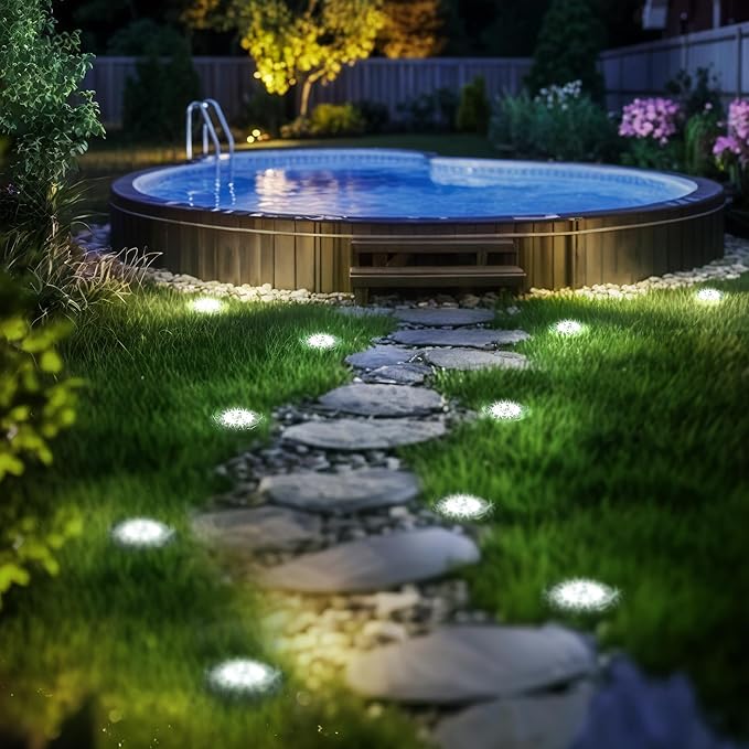 SOLPEX 12 Pack Solar Pool Lights for Above Ground Pools, Waterproof LED Above Ground Pool Lights, Outdoor Pool Decoration Accessories(Cool White)