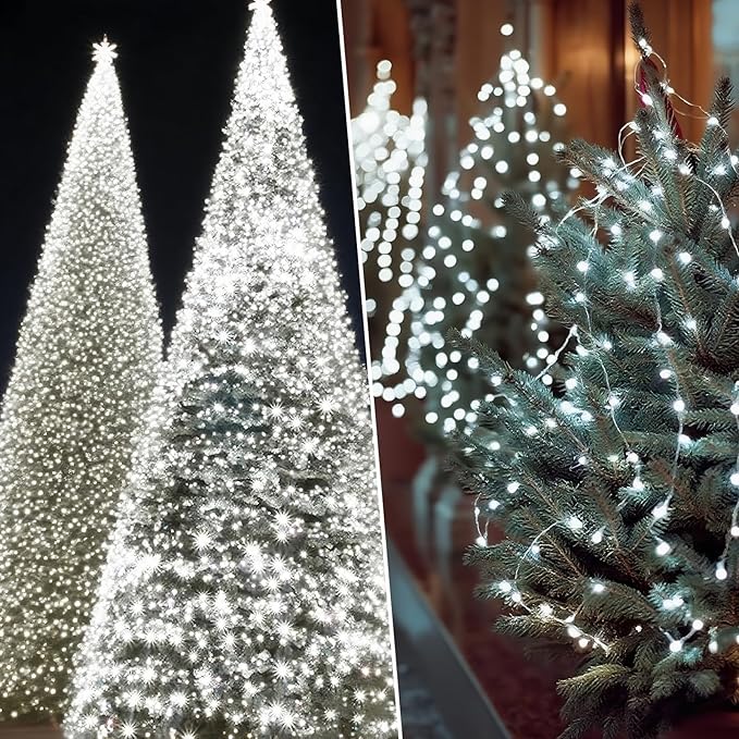 Solar String Lights Outdoor Waterproof 4 Pack Total 132ft 400LED 8 Modes Twinkle Lights Solar Fairy Lights for Patio, Garden Yard Party Wedding Tree Christmas Halloween Decoration, White