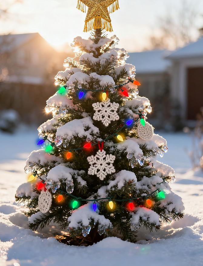 26FT C9 Christmas String Lights, Outdoor Christmas Decorations Lights with 50 LED C9 Multicolor Opaque Bulbs Waterproof, Hanging Patio Light for Christmas Tree Patio Roofline Garden Party Holiday