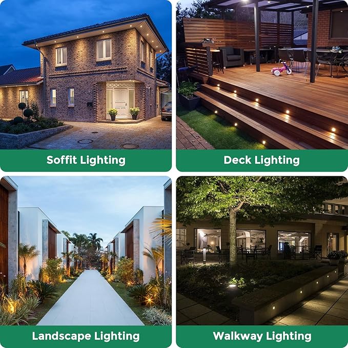 Gardencoin Outdoor Recessed LED Lights, Heavy Duty Soffit and Deck Lighting Flush Mount, 12-24V Low Voltage Landscape In Ground Well Light, Underwater Pond Light, Dimmable Widely Used, 6pack