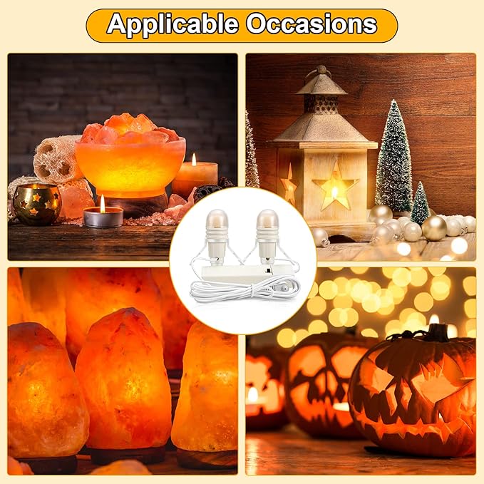 Roowest 4 Pack Accessory Cord with 2 LED Light Bulbs 6 Ft Warm Light Accessories for Halloween Christmas Village House Decorations Indoor DIY Crafts Salt Lamp Pumpkin Lights Decors