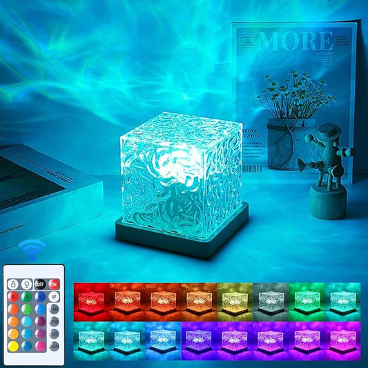 Northern Lights Projector Rechargeable,Mood Lighting Ambient Lighting Ocean Wave Projector with 16 Colors and Dynamic Ripple Effect for Living Room Bedroom Decor - Cordless 5.1"