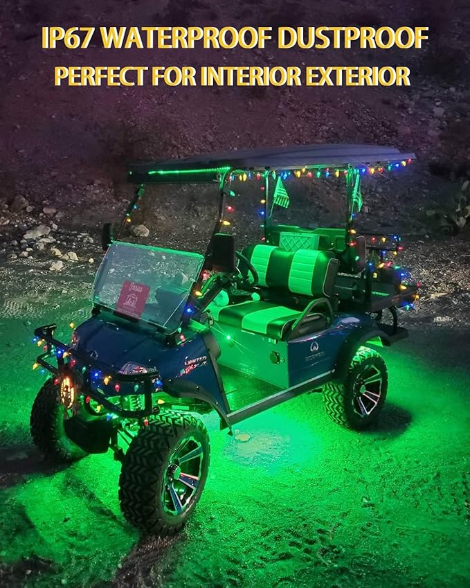 YM E-Bright Green Led Strip Lights for Cars, 10.6 inch 27CM 5050 15 SMD Waterproof Car Underglow Lights Motorcycles Boat Decoration Led Interior Exterior Lights Strip,DC-12V, Pack of 4