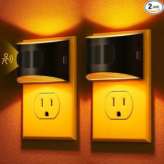 DORESshop LED Night Light[2 Pack], Night Lights Plug into Wall, 3 Mode Plug in Night Light with Motion Sensor, Dusk to Dawn Sensor, Nightlights for Adults, Bedroom, Bathroom, Hallway, Amber