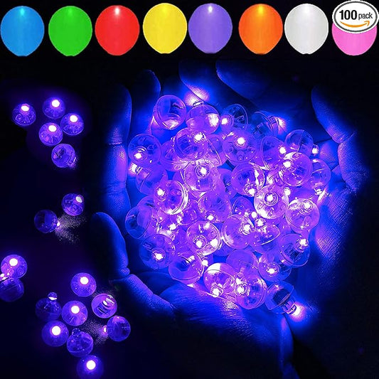 100pcs LED Purple Balloon Light, Round Led Mini LED Lights for Paper Lantern Balloon Indoor Outdoor Party Event Fun, Birthday Party Wedding Decoration Supplies