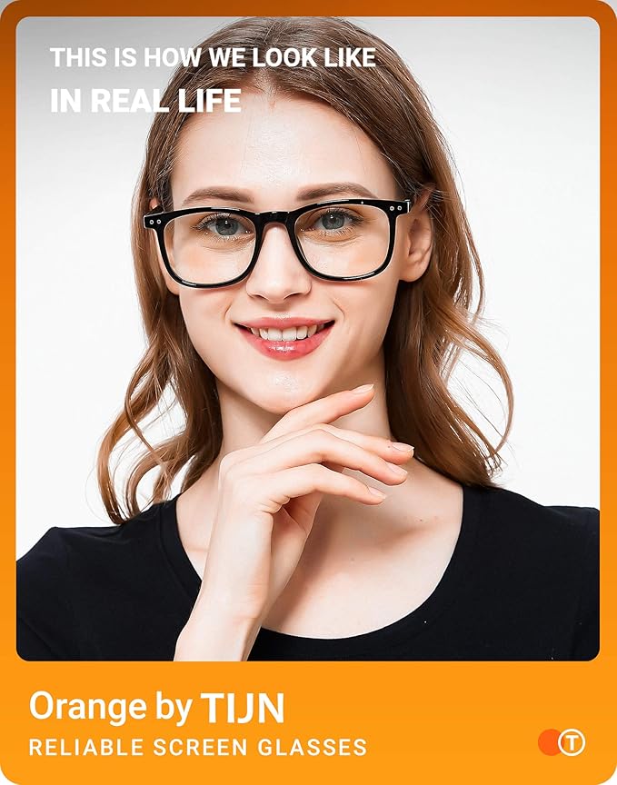 TIJN Sleep Glasses Blue Green Light Blocking Dual AR Coatings Amber Lens for Computer Gaming Screen Fatigue & UV Protection