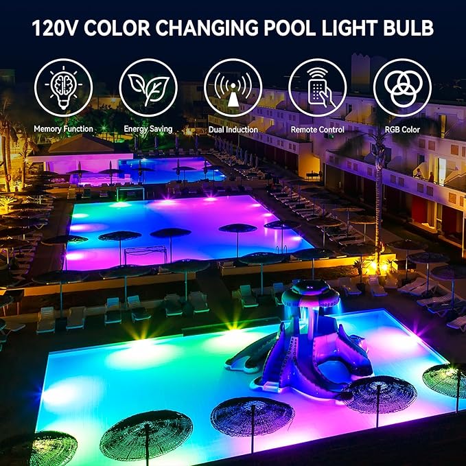 CEDIO 120V 90W Pool Lights for Inground Pool, Led Pool Light Bulb for Inground Pool, Color Changing Underwater Pool Light with Remote Control, E26/E27 Replacement