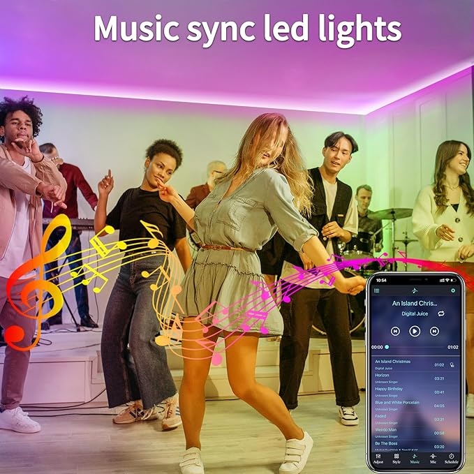 400Ft Outdoor Waterproof LED Strip Light,Music Sync RGB IP68 Led Lights with App/Remote Control,Color Changing Waterproof RGB Exterior Rope Self Adhesive Back,Balcony,Garden（2 rolls of 200ft）