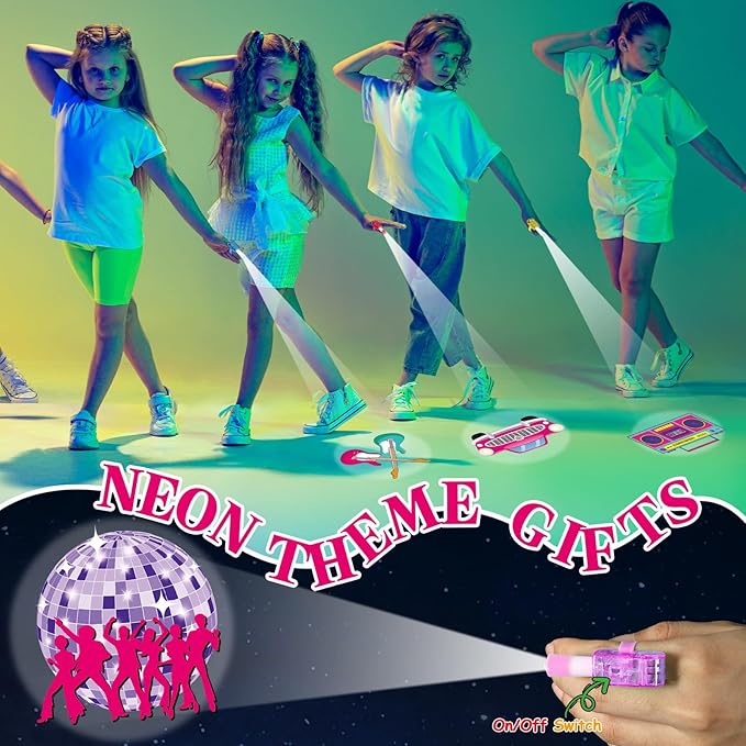 36Pcs 1950s Retro LED Finger Lights 50s Party Favors Glow in the Dark Light Up Finger Lights 90s Themed Toys Bulk for Kids Birthday Party Goodie Bag Stuffer Birthday Gifts Classroom Prize