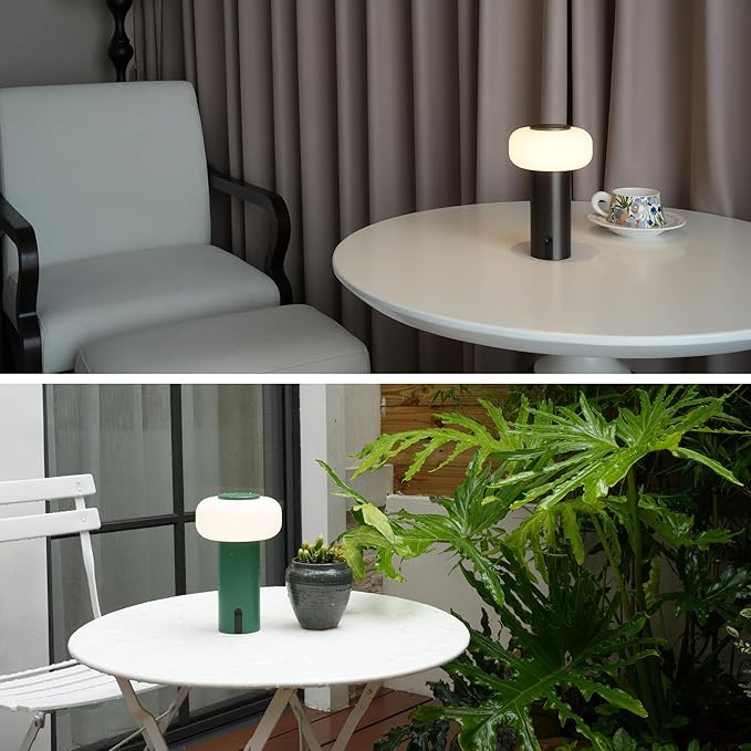 Shower Lamp Waterproof, Outdoor Cordless Table Lamp Rechargeable, Portable Battery Operated Lamp, Touch Dimmable Night Light for Bedroom/Patio/Dinning/Camping (White)