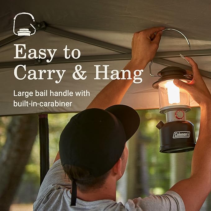 Coleman Classic Rechargeable 800L LED Lantern, Impact & Water-Resistant Lantern with Carabiner Handle & Charging Ports, Great for Camping, Power Outage, Emergencies, & More