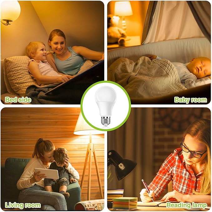 Neporal Amber Light Bulbs, 9W 60W Equivalent A19, Blue Light Blocking Soft Warm Light Bulbs, 1800K Amber Night Light, Dim Light for Healthy Sleep and Baby Nursery