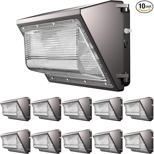10Pack 150W LED Wall Pack Lights, 100-277v Dusk to Dawn with Photocell, 22500Lm 5000K Daylight IP65 Waterproof Outdoor Security Lighting, Energy Saving, ETL | 5-Year Warranty(Height:10~20ft)
