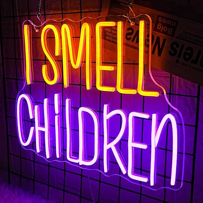 I Smell Children Neon Sign for Wall Decor Halloween Neon Light Colorful LED Neon Sign USB Powered LED Neon Light for Bedroom Shop Hotel Bar Halloween Decoration