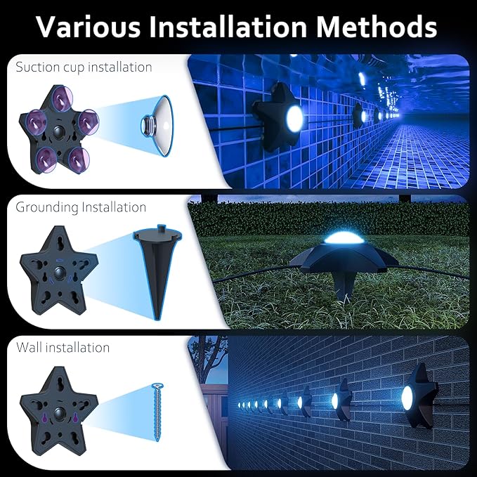 BASON LIGHTING Smart Submersible Pool Lights with App Control, RGBW 16 Million Colors, Music Sync, WiFi & Alexa/Google Voice - for Inground/Above Ground Pools, Aquariums, Ponds, Parties (4-Pack)