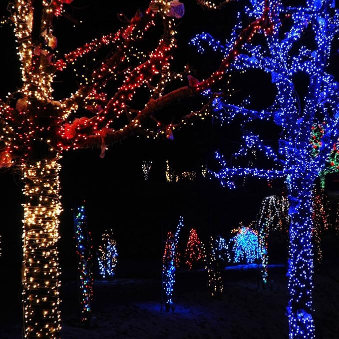 TW SHINE Red Christmas Lights, 400 LED 132FT Outdoor Christmas Lights Plug in with 8 Modes, Waterproof Light Outdoor Green Wire, Indoor Xmas Decorations for Party Yard House Decor