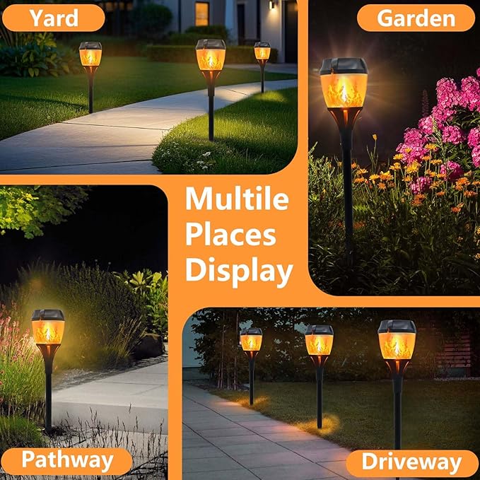 Swingers Solar Lights Outdoor,Solar Torch Lights with Flickering Flame,Waterproof Outdoor Garden Light for Christmas,Garden, Landscape, Path, Yard, Patio (8, Black)
