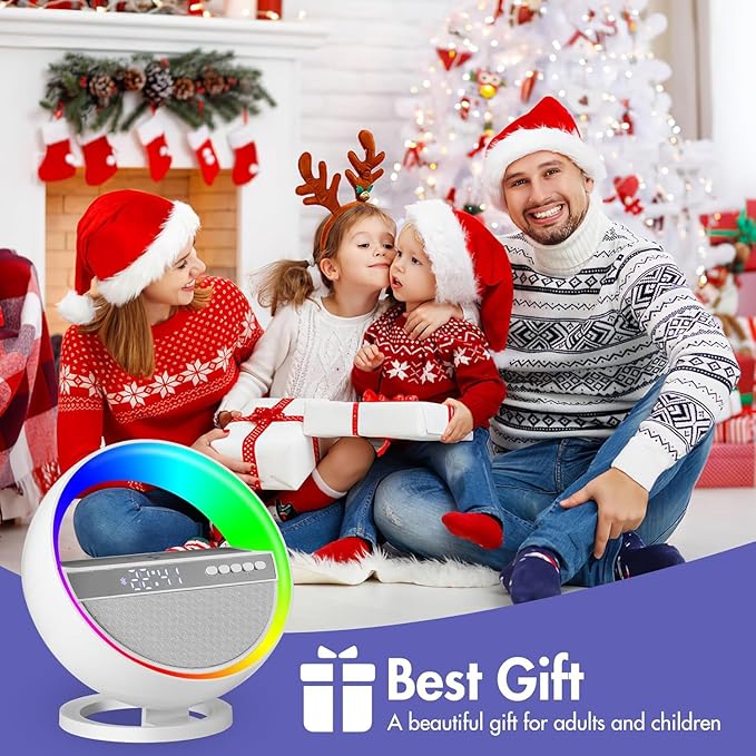 Mood Lamp with Up to 15W Wireless Charger, 6 in 1 Smart Alarm Clock, Bluetooth Speaker, LED Table Lamp with 12 RGB Colors, Bedside Nightstand Lamp, Modern Desk Lamp Gift - G5