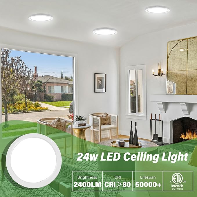 Flush Mount Ceiling Light Fixture - ETL Certified -11 Inch Dimmable 5000K Daylight White LED, 0.63'' Ultra Thin Round Design for Bedroom, Bathroom, Kitchen, Hallway, Basement, Closet (9-Pack)‌