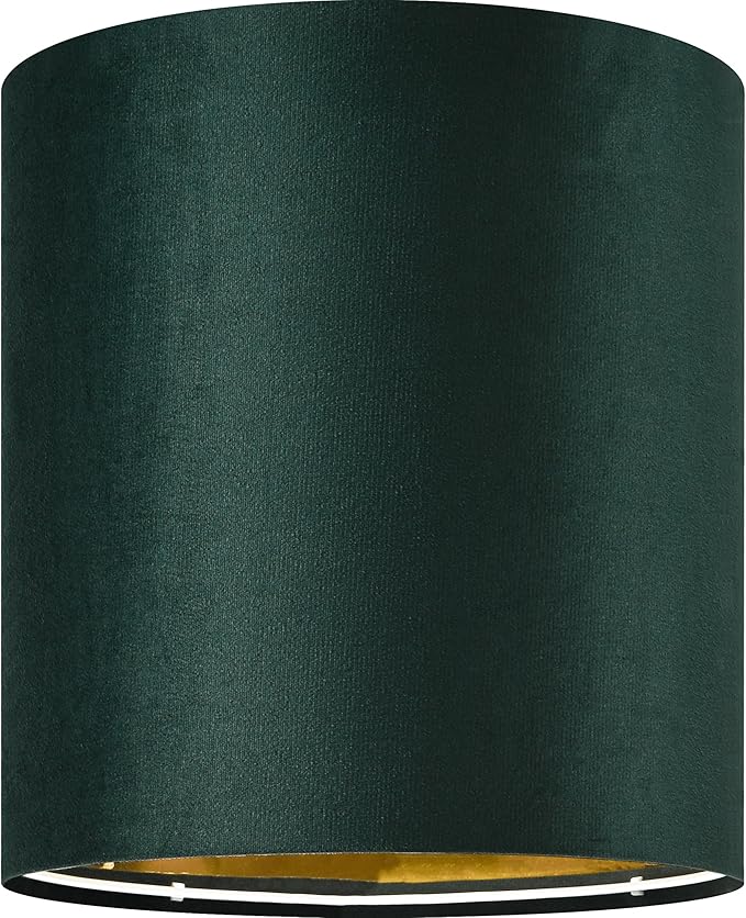 Small Drum Lamp Shades 2 Pack, 10 * 10 * 10 Inch,Luxurious Green Velvet Lamp Shade fit with Spider, Modern Farmhouse Lamp Shades for Wall Lamps&Bedside Lamp Replacement for Bedroom,Required Assembly