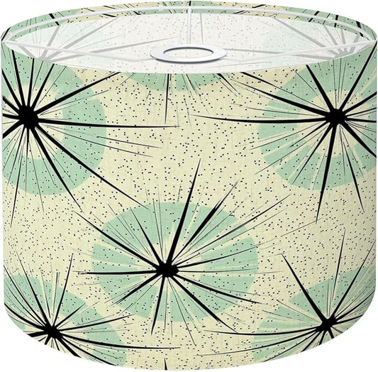 Drum Lamp Shade Atomic Starbursts Mid Century Modern Sputnik Palm Springs Radiating Lampshades for Floor Lamps Table Lamp Pendant Light 8.9"x11" Linen Lamp Cover Replacement Large Lamp Shade