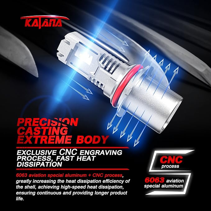 Katana 90-07 Light Bulbs | HB5 Fog Light Bulbs Fanless Wireless Super Bright 6500K Xenon White Fog Light, Pack of 2