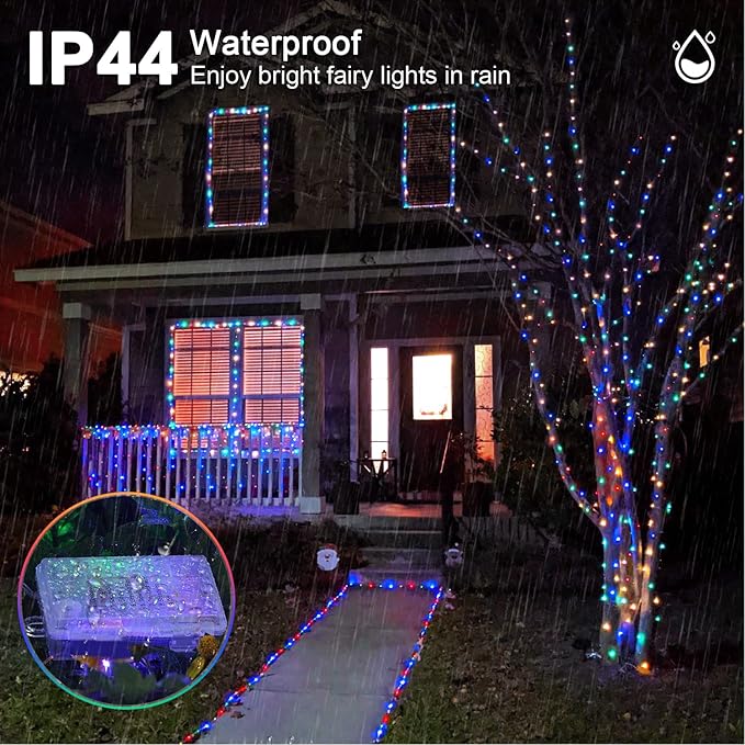 JMEXSUSS 2 Pack Multicolor Fairy Lights Battery Operated, Total 400 LED 132ft Multicolor String Lights with Remote, 8 Modes Christmas Fairy Lights for Bedroom Patio Garden Deck Christmas Decorations