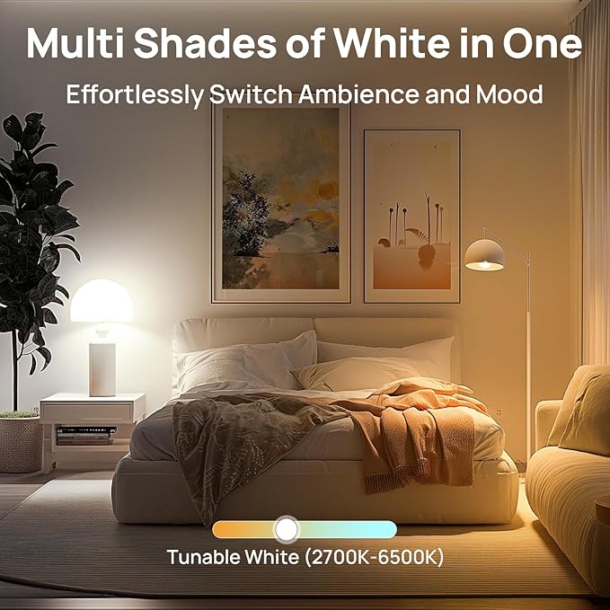 Linkind Smart Light Bulbs 6-Pack A19 E26, Tunable White 2700K-6500K (CRI>90), Works with Alexa & Google Home, 2.4GHz Wi-Fi & Bluetooth, 800LM 60W Equivalent
