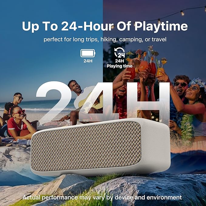 NOBIS 20W Speakers Bluetooth Wireless, IP68 Waterproof Speaker, Up to 24H Playtime, TWS Pairing, Bluetooth 6.0, EQ Mode，Hands-Free Call with App Control for Outdoor, Travel, Home