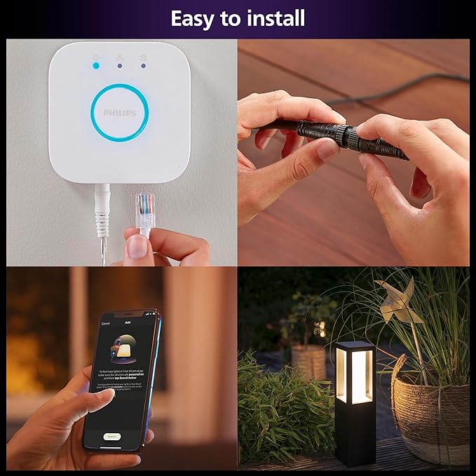 Philips Hue Impress Outdoor Pedestal Light (Low-volt), (400 x 100mm) White & Color Light, Voice Control, Bridge required