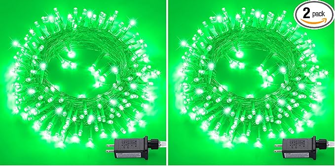 JMEXSUSS Green Christmas Lights Indoor Plug in,150 LED Connectable String Lights Outdoor, 59ft 8 Modes Green Christmas String Light for Bedroom Room Home Party Christmas Tree Decor (Pack of 2)