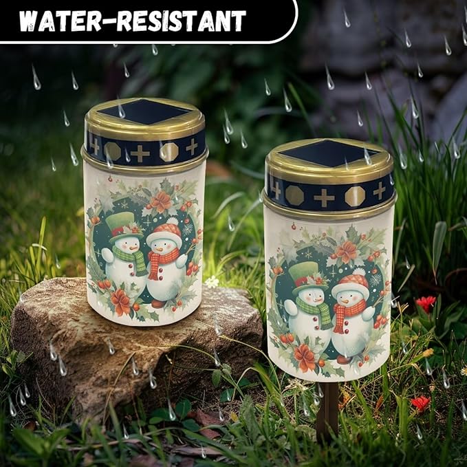 Christmas Light for Prayer Cemetery Solar Lights for Grave Cemetery Lovely Snowman Candle Lamp Garden Cemetery Christmas Decorations