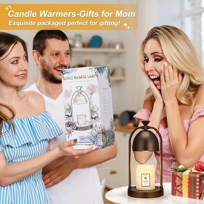 Brown Candle Warmer Lamp with Timer-Electric Candle Warmer Lamp for Bedroom Decor, Dimmable Candle Light Warmer