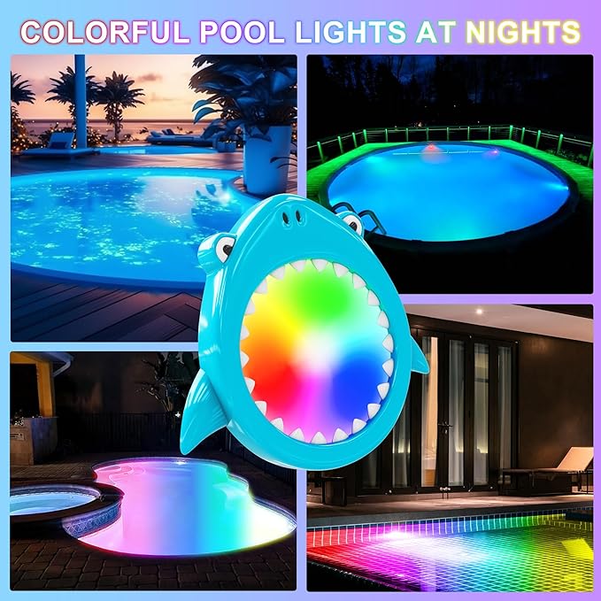 Led Pool Lights for Inground Pools Smart RGB Dimmable Underwater Submersible Lights with APP Control, IP68 Waterproof 12V for Swimming Pool Spa Light, Hot Tub - Shark,26.2ft Cable