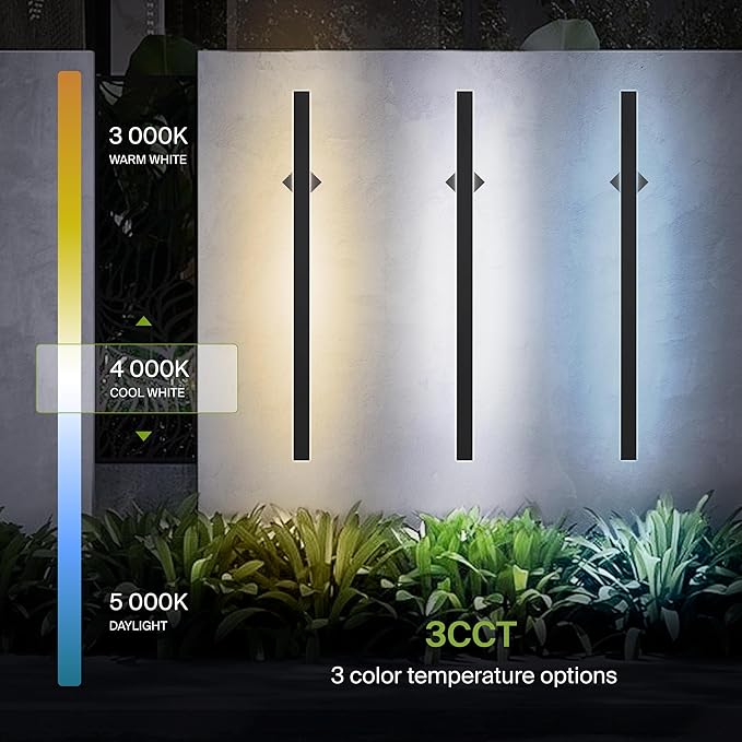 ASD LED 72" Long Wall Mount Light Fixture, Outdoor & Indoor Linear Sconce | 3CCT, Dimmable, Waterproof, Anti-Rust, ETL Listed | 40W 2400LM 3000-5000K 100-277V | Exterior Porch Lighting | Black