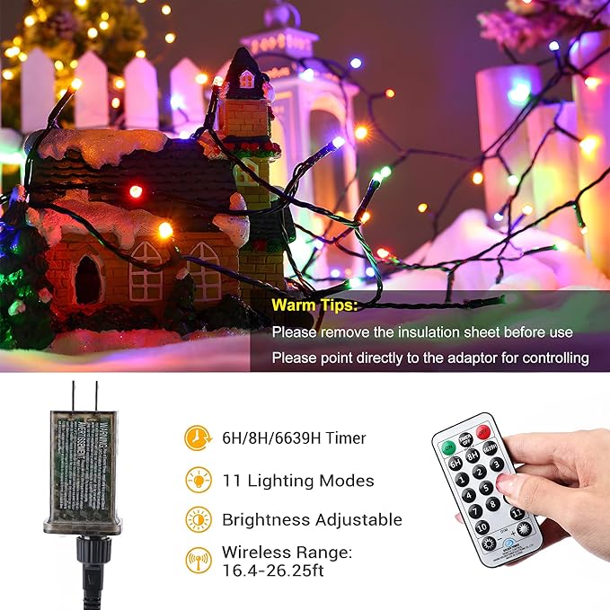 Brizled Christmas Lights, 344.16ft 1000 LED Color Changing Christmas String Lights with Remote, 11 Modes Xmas Tree Light Warm White & Multicolor Xmas Light Green Wire for Home Wedding Party