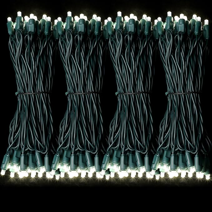 LAMPHOME 1200LED (24pk of 50L) String Lights, LED Christmas Lights, 6" SPACING,Green Wire, White