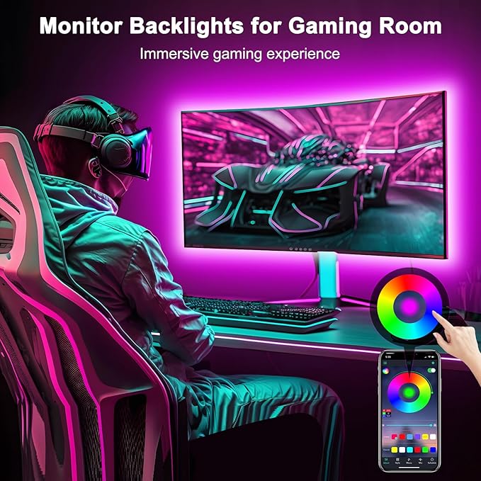 Daymeet TV Led Backlight 13.1ft for 45-60 inch Backlight, RGB Music Sync Led Lights for TV with Remote, Bluetooth APP Control USB Powered Strip Lights for Christmas Decor