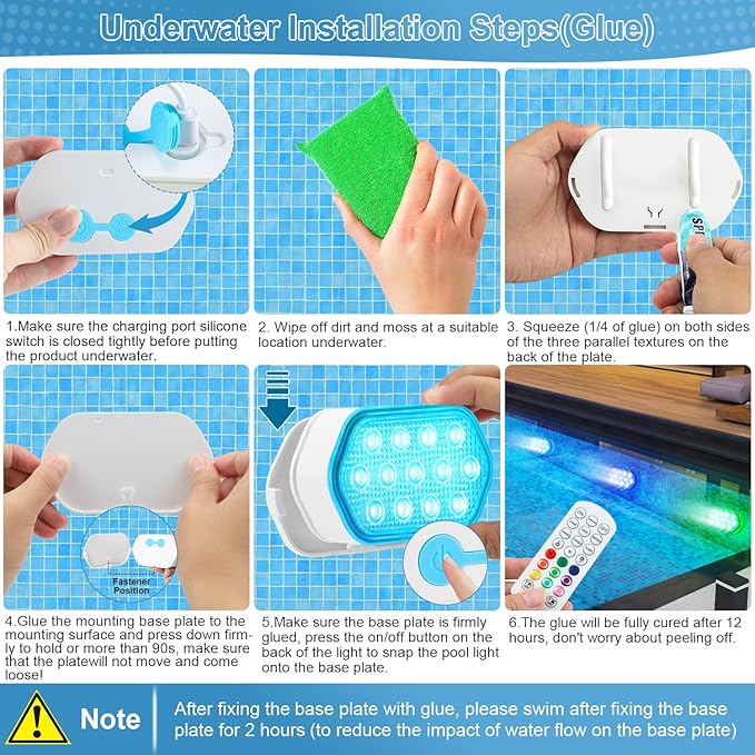 Rechargeable Submersible LED Lights, Pool Lights for Above Ground Inground Pool, 16 Colors Magnetic IP68 Waterproof Underwater Lights, Chase Mode Floating Light with Rechargeable Remote 2 Pack