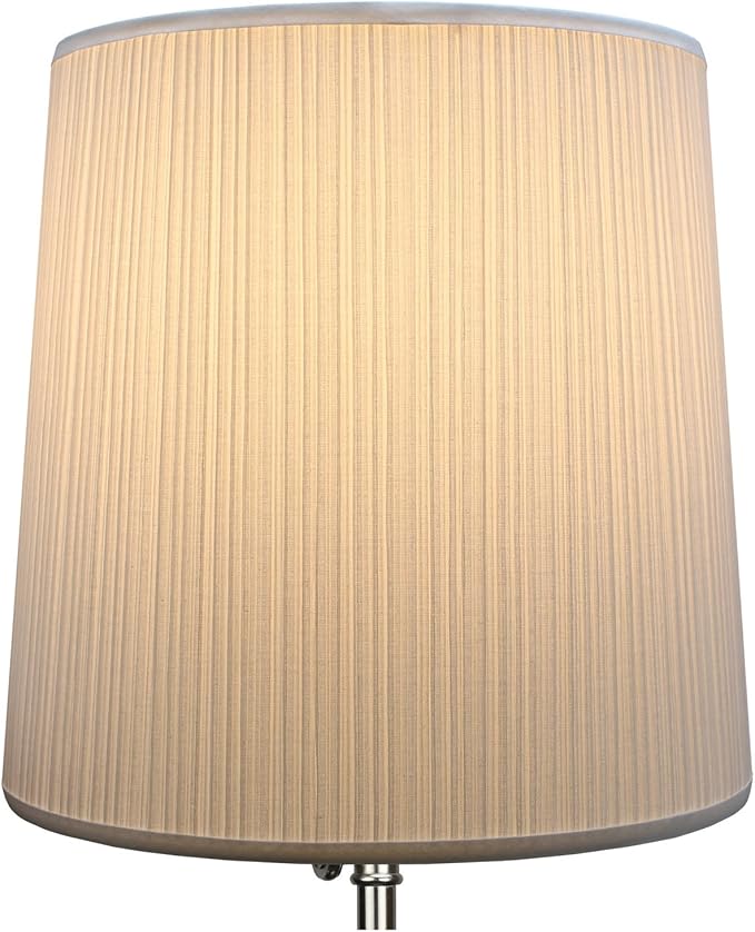 FenchelShades.com Lampshade 13" Top Diameter x 15" Bottom Diameter x 15" Slant Height with Washer (Spider) Attachment for Lamps with a Harp (Pleated White)